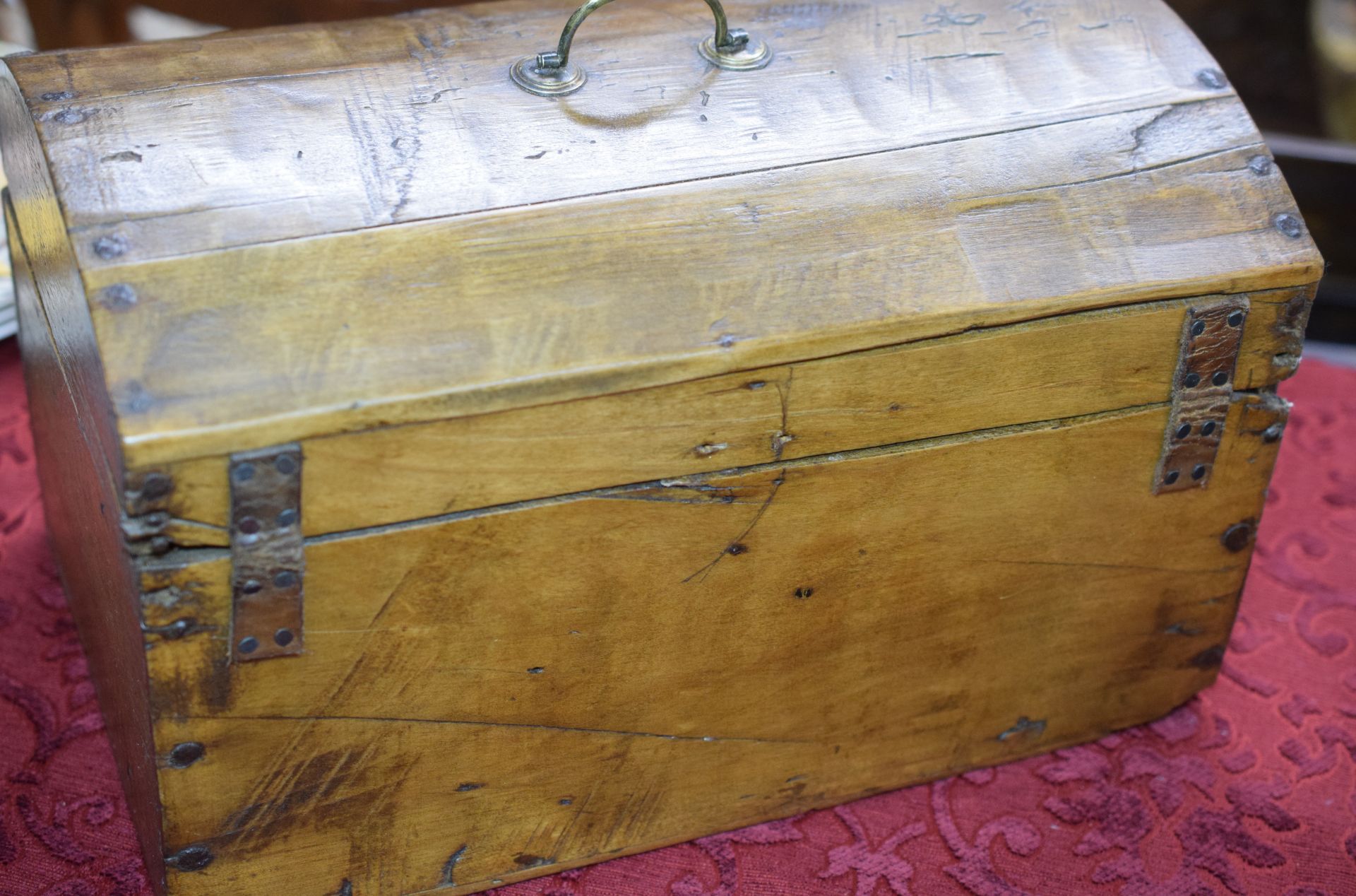 Antique Dome Topped Waxed Pine Chest - Image 5 of 7