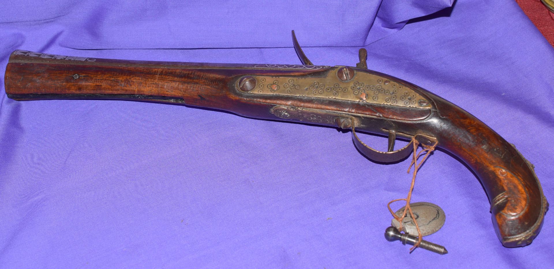 Flintlock Pistol c1800s With Silver Inlay To Barrel - Image 8 of 8