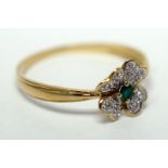 Pretty Four Leaf Clover Diamonds And Emerald Lady's Ring.