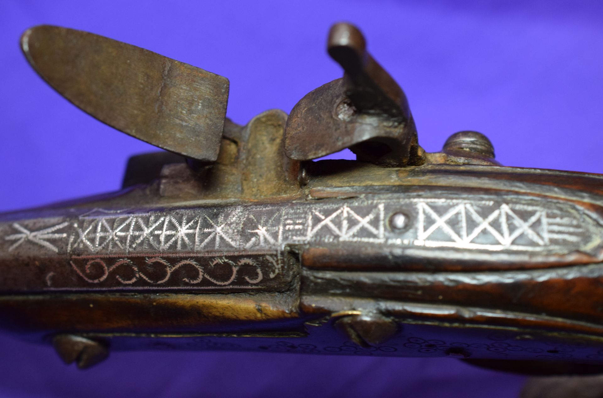 Flintlock Pistol c1800s With Silver Inlay To Barrel - Image 4 of 8