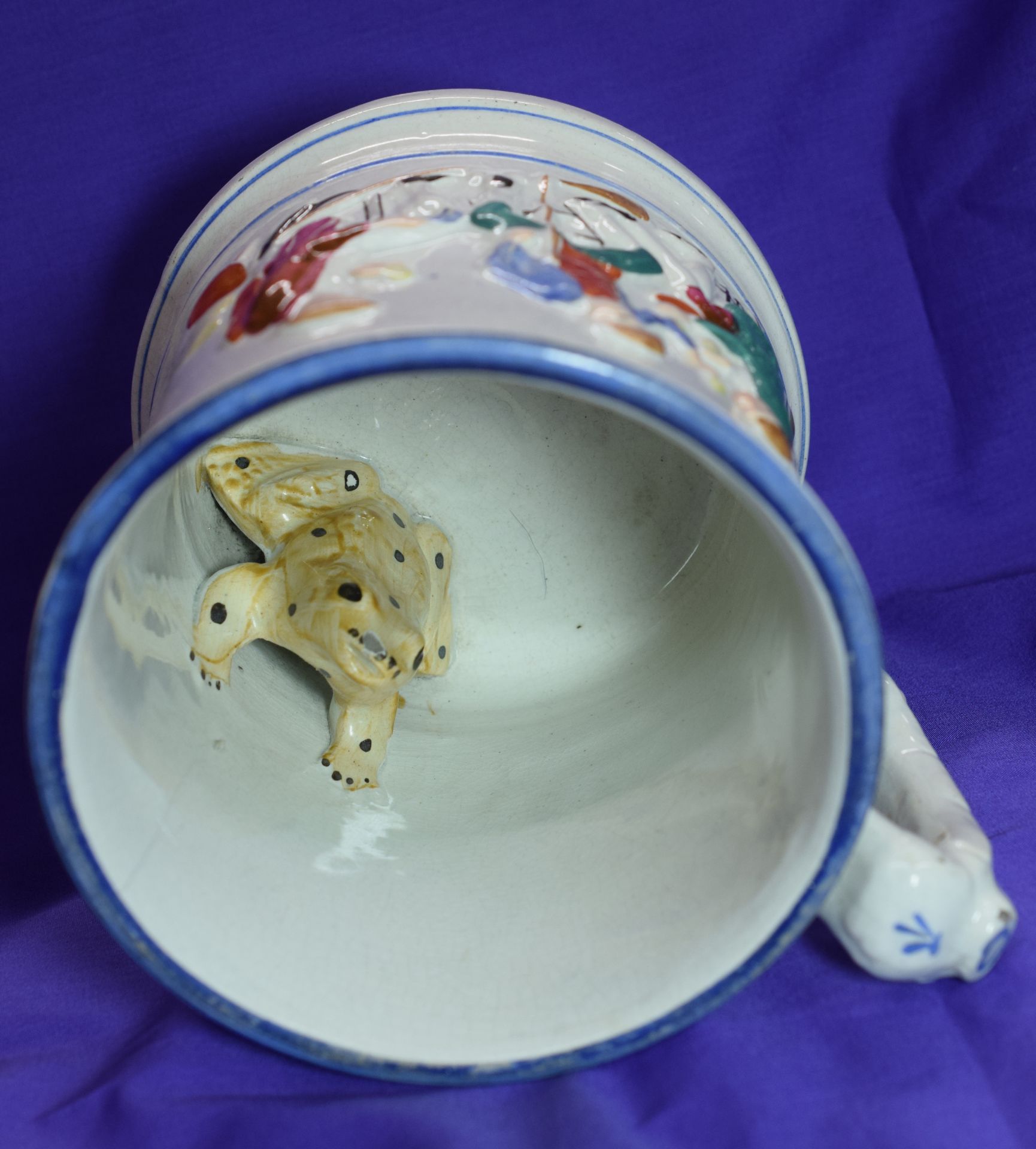 Victorian Staffordshire Pottery Frog Tankard