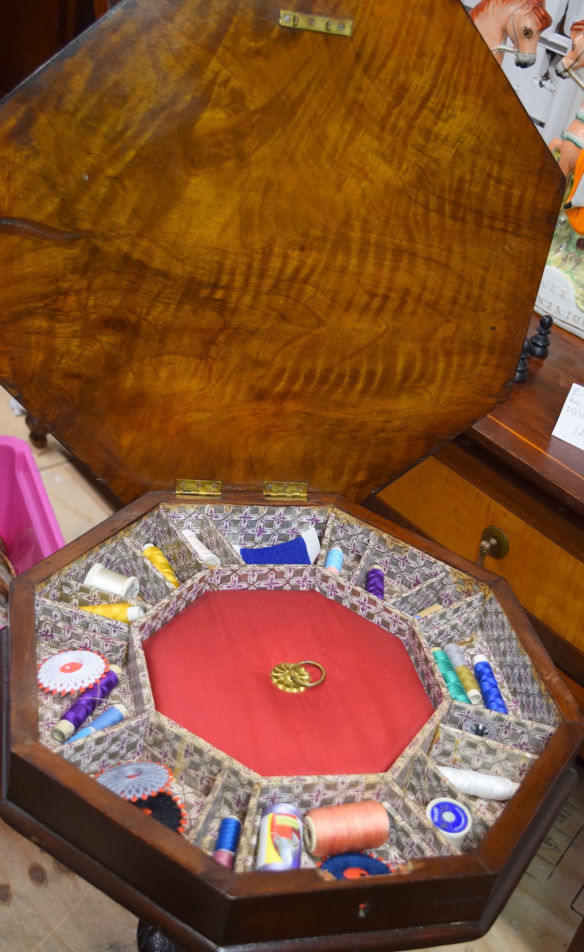 Victorian Trumpet Shaped Sewing And Games Table - Image 4 of 8