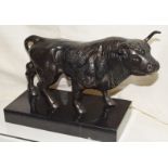 Bronze Bull On Marble Plinth ***RESERVE REDUCED 14.2.17***