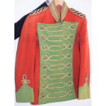 Antique Military Jacket In Red With Green Panelling c1840/60s