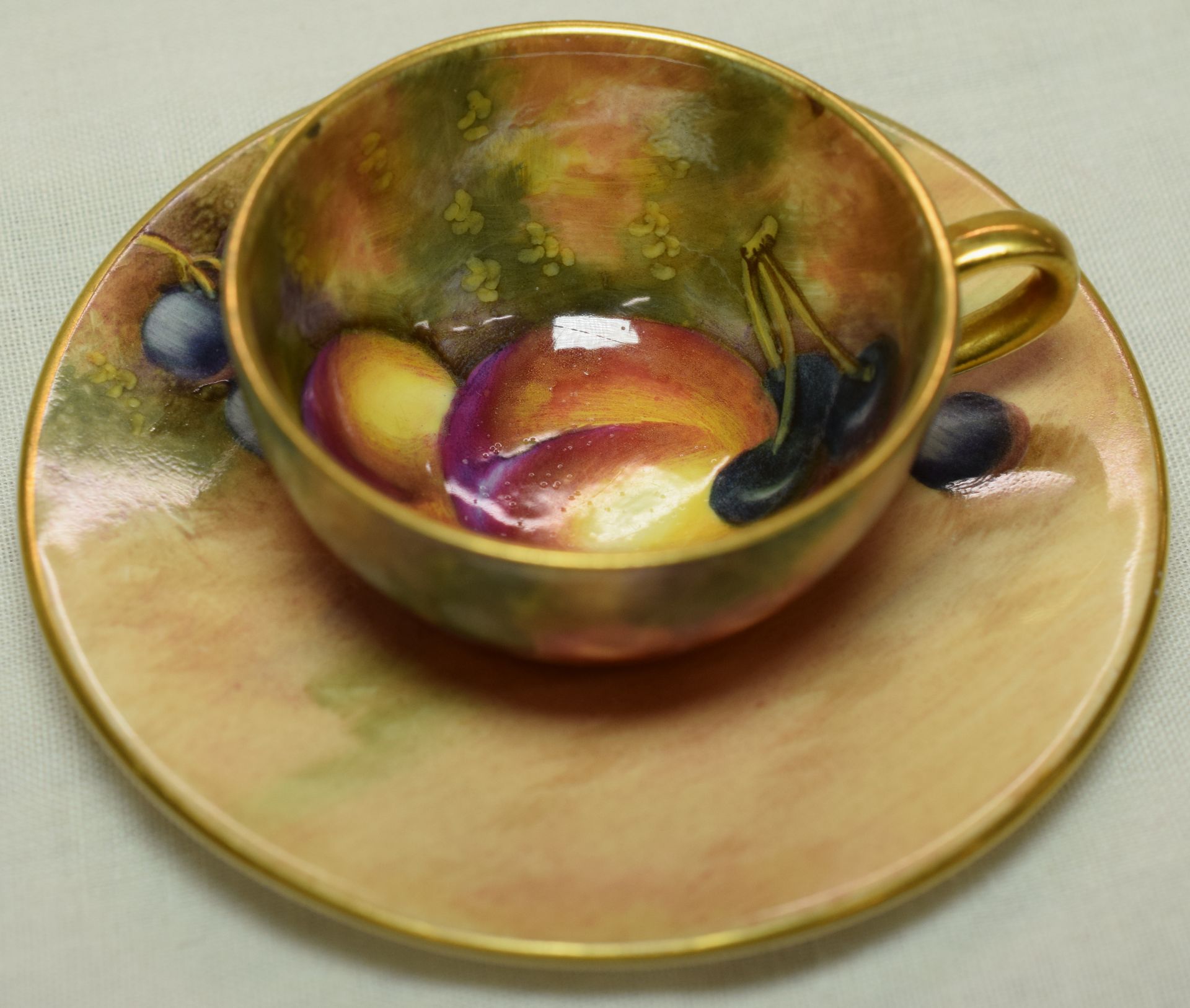 Royal Worcester Hand |Painted Tea Cup And Saucer Kitty Blake