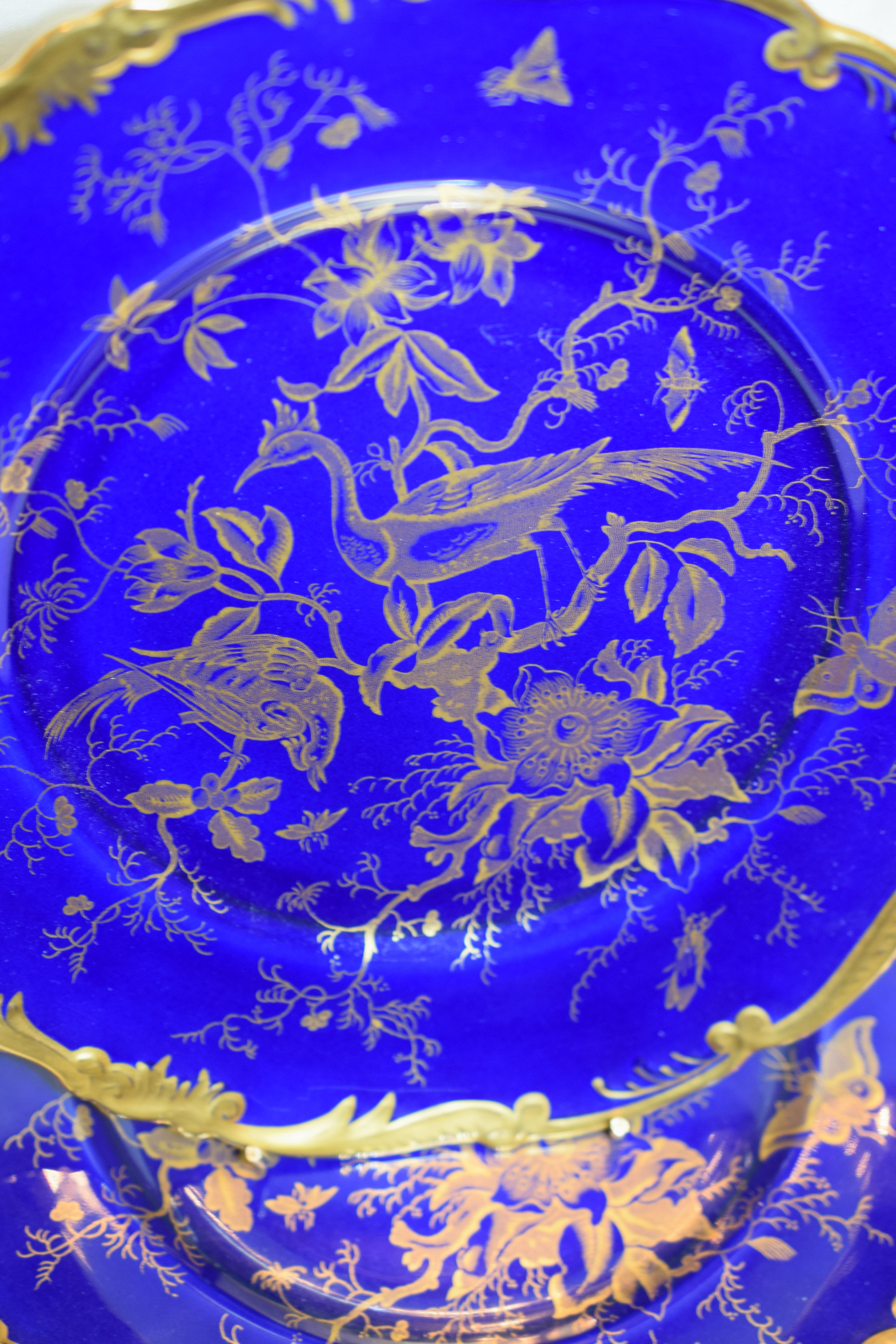 Pair Of Coalport Cabinet Plates In Cobalt Blue With 22ct Gold Edging - Image 6 of 6