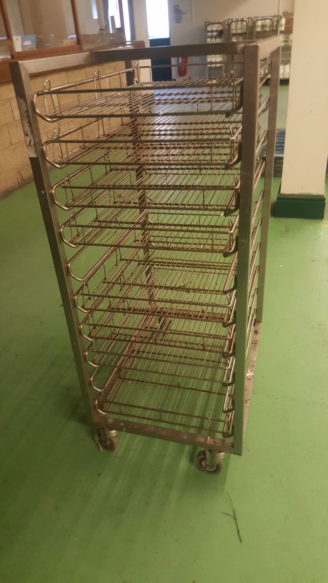 10 tier trolley with 8 shelves in stainless steel