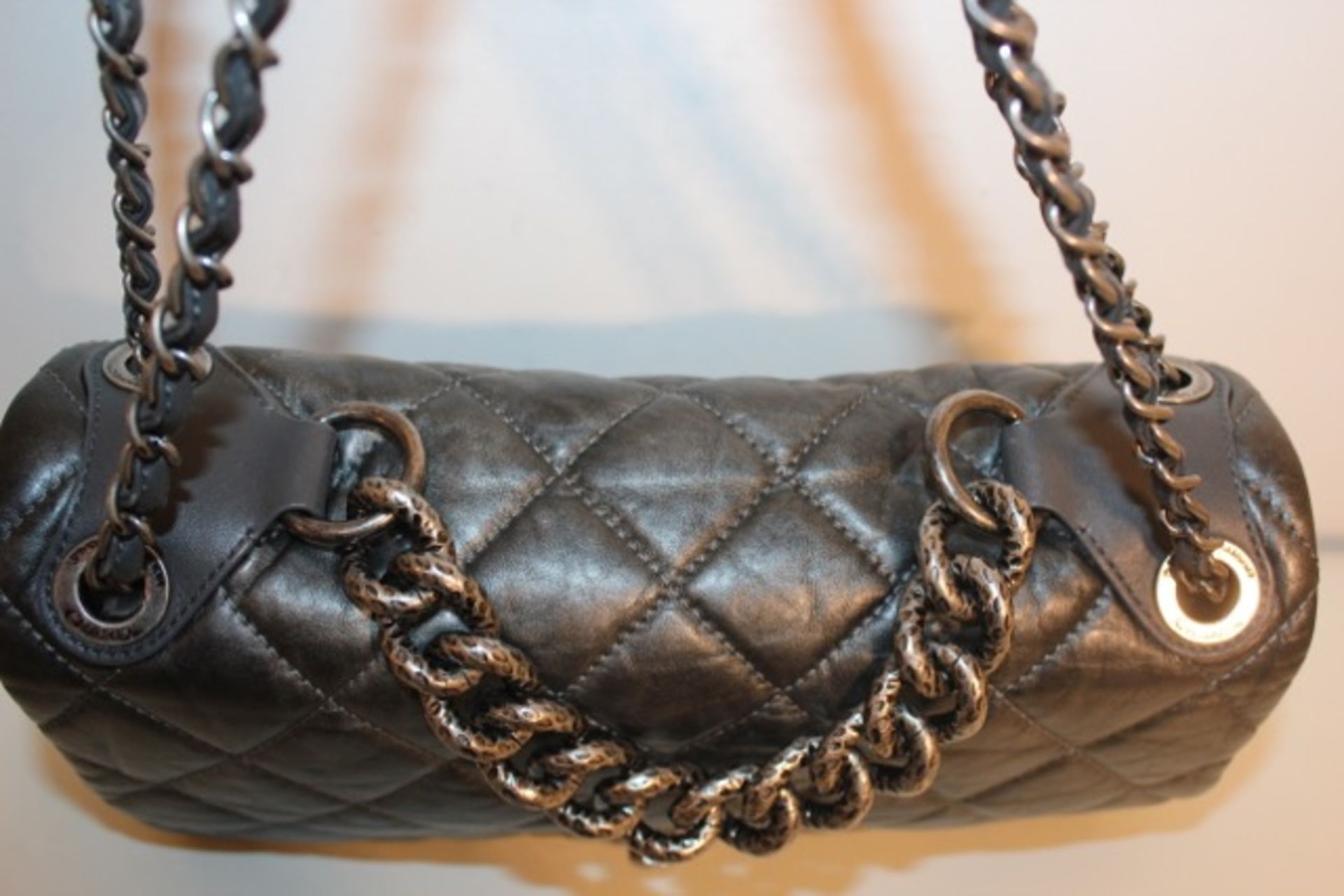 CHANEL Pondichery Flap Bag Metallic Grey with Ruthenium Hardware - Image 3 of 17