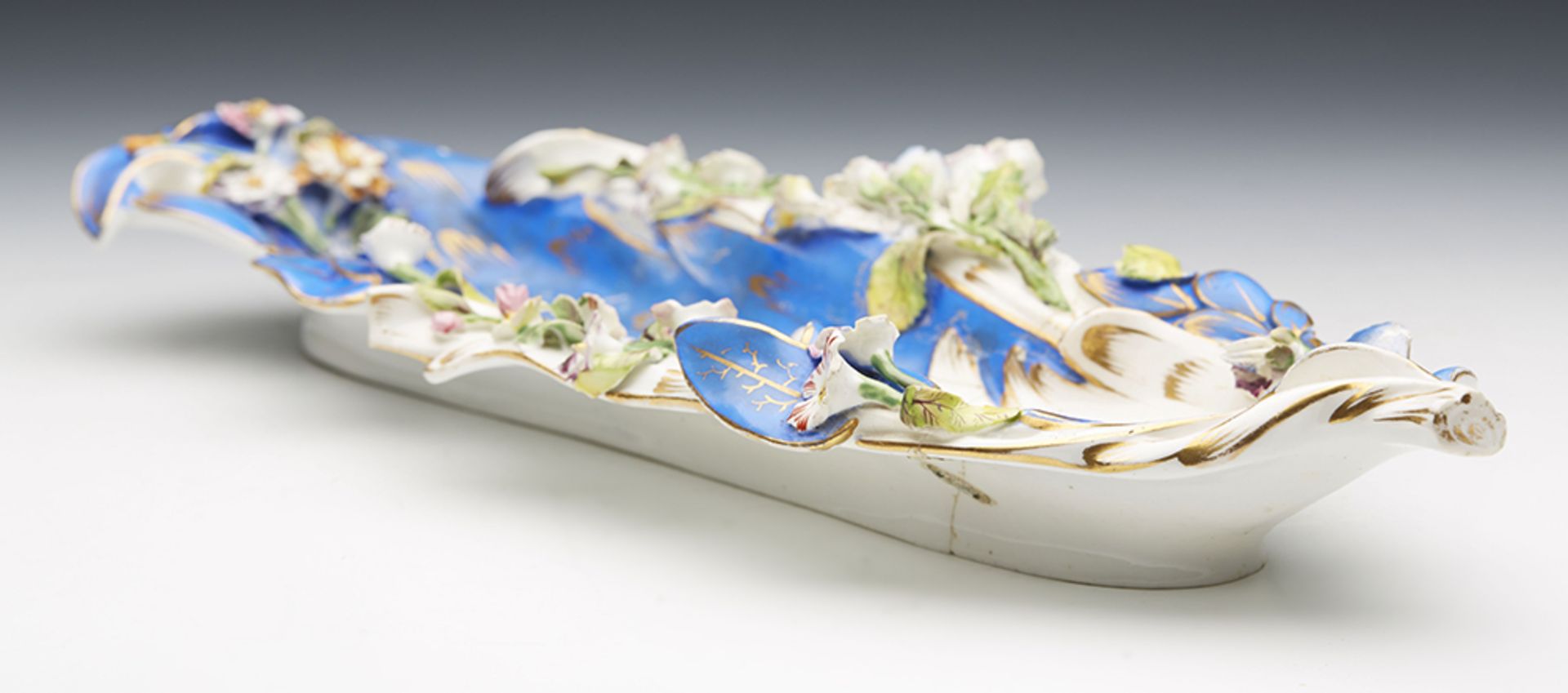 ANTIQUE COALPORT ATTRIBUTED LEAF SHAPED TRAY EARLY 19TH C. - Image 5 of 9