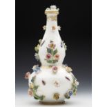 ANTIQUE DRESDEN FLORAL ENCRUSTED SCENT BOTTLE 19TH C.