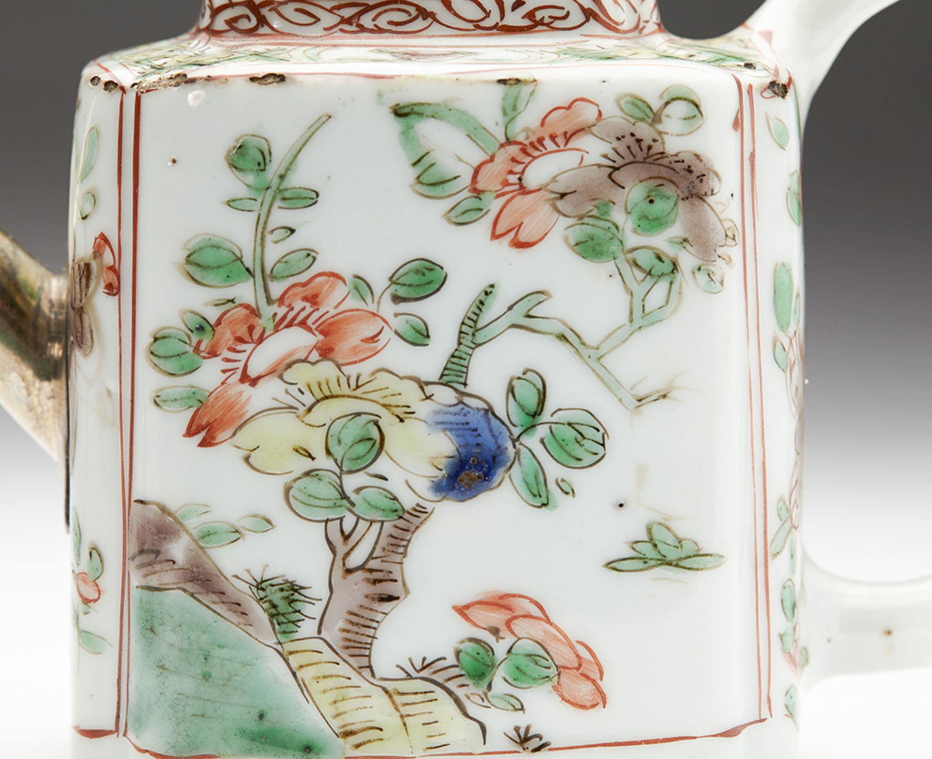 Antique Chinese Kangxi Polychrome Lidded Teapot 1662-1722 - Image 9 of 12