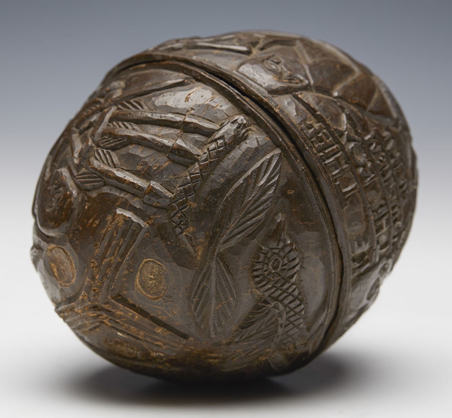 ANTIQUE BENIN CARVED COCONUT WITH PROVENANCE EARLY 20TH C. - Image 9 of 9