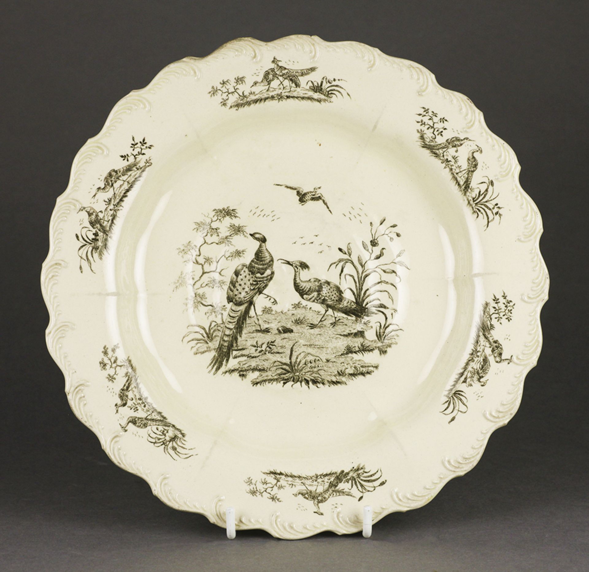 ANTIQUE WEDGWOOD CREAMWARE PLATE LIVERPOOL BIRD DESIGN 18TH