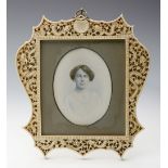 CHINESE IVORY FRAME PORTRAIT 19TH C.