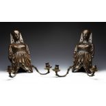 ARTS & CRAFTS EGYPTIAN REVIVAL BRONZE WALL SCONCES 19/20TH C