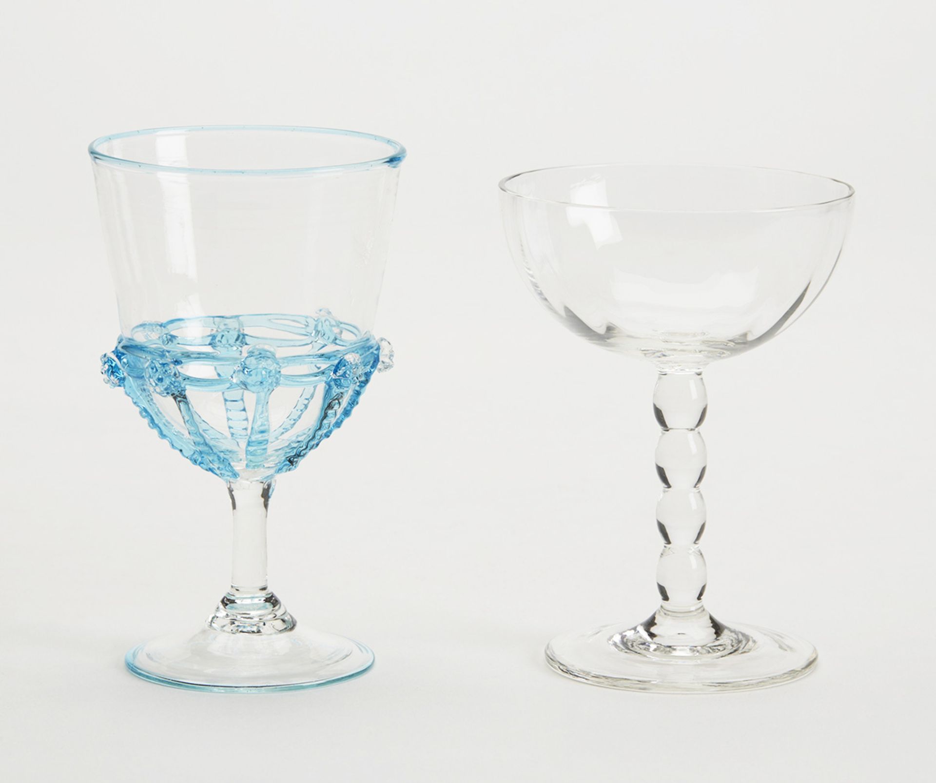 TWO VINTAGE VENETIAN WINE GLASSES 20TH C.