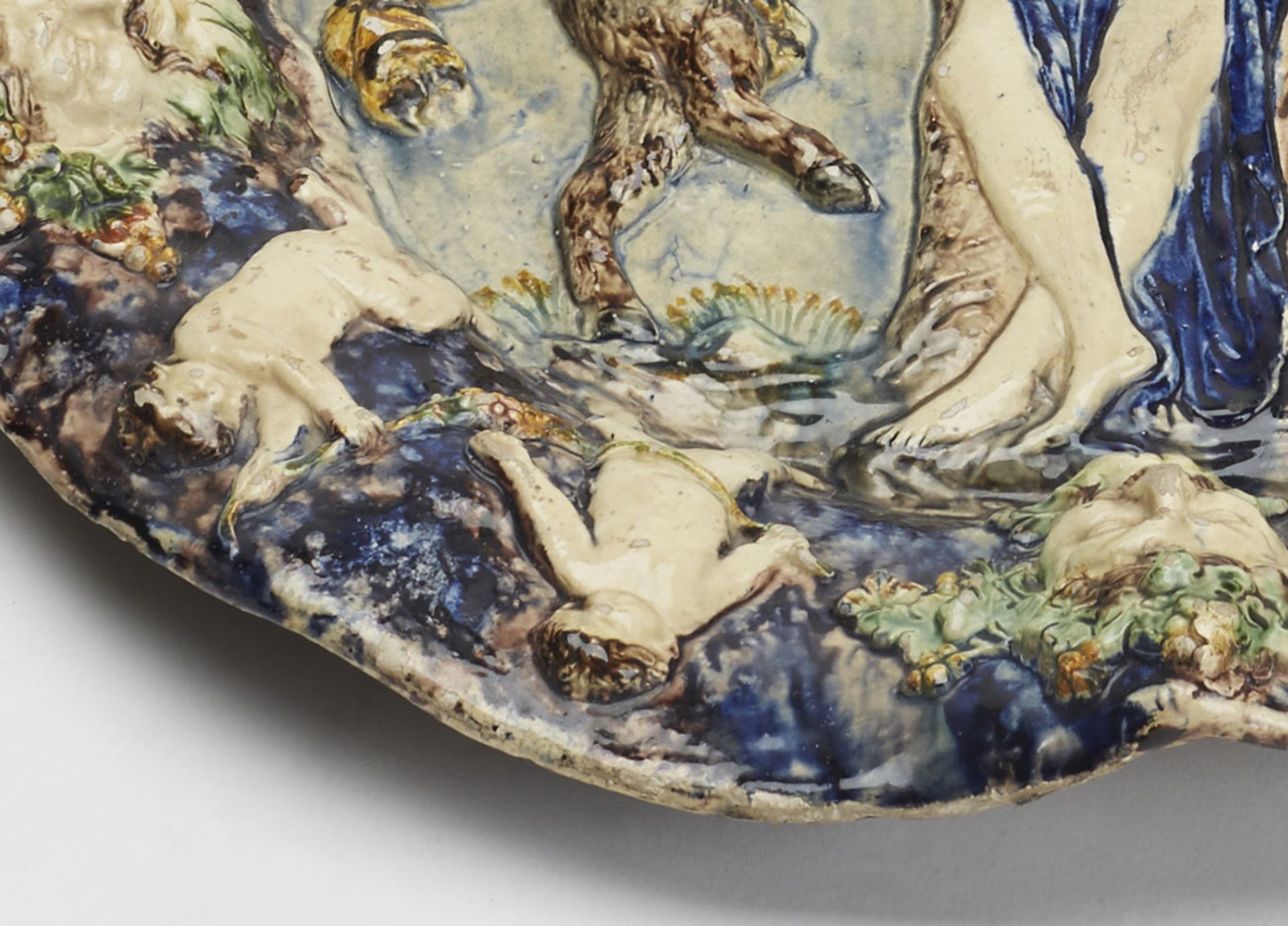 FRENCH BERNARD PALISSY FIGURAL MAJOLICA PLAQUE 16/17TH C. - Image 7 of 8