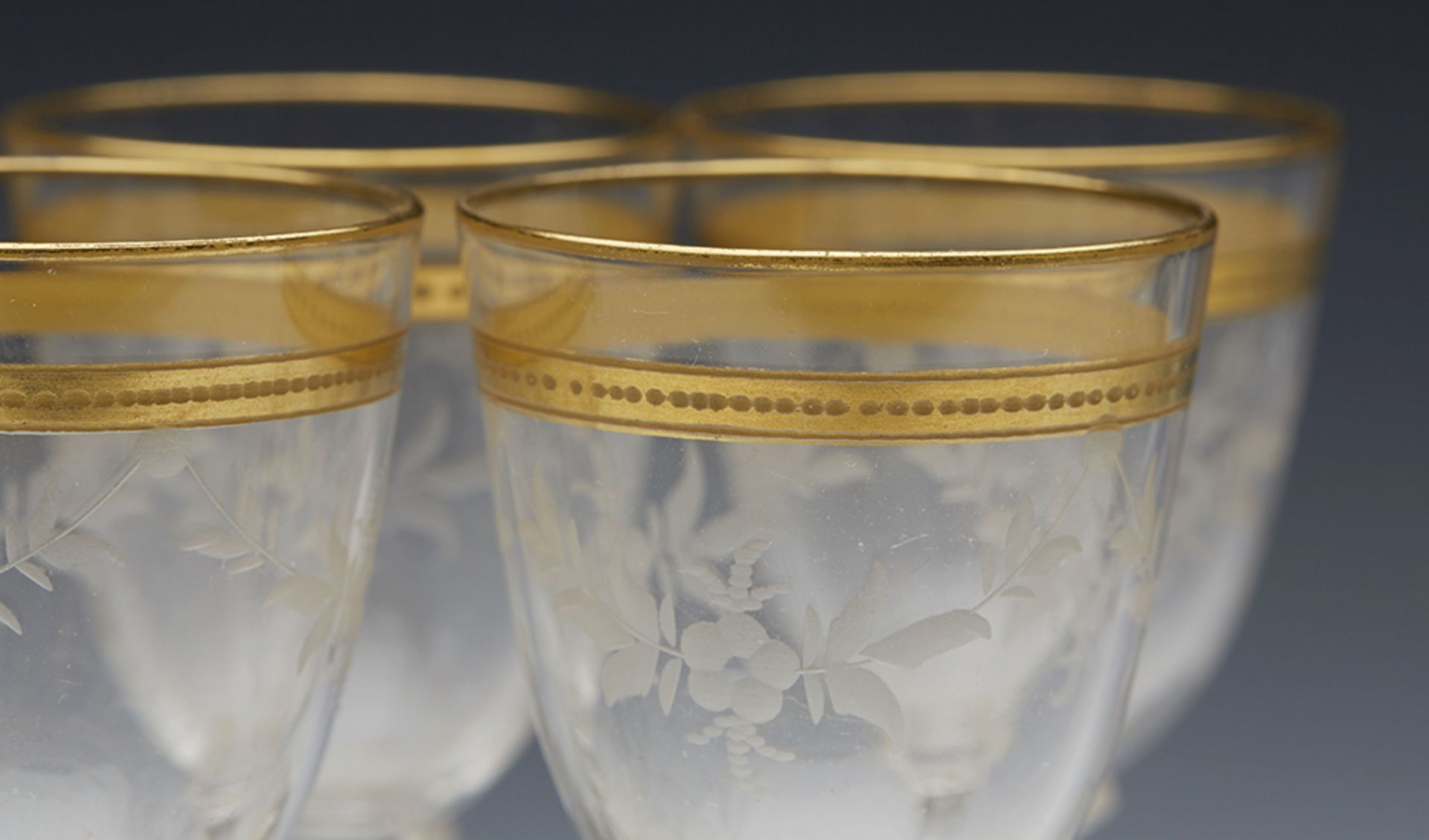 ANTIQUE ENGRAVED & GILDED LIQUEUR SET WITH GLASSES 19TH C. - Image 9 of 11