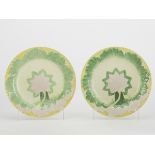 PAIR ANTIQUE WEDGWOOD MAJOLICA LEAF PLATES c.1860