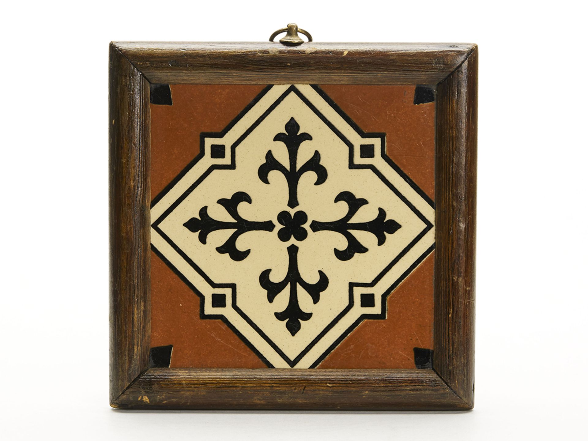 ANTIQUE FRAMED MINTON TILE DESIGNED BY PUGIN 19TH C.