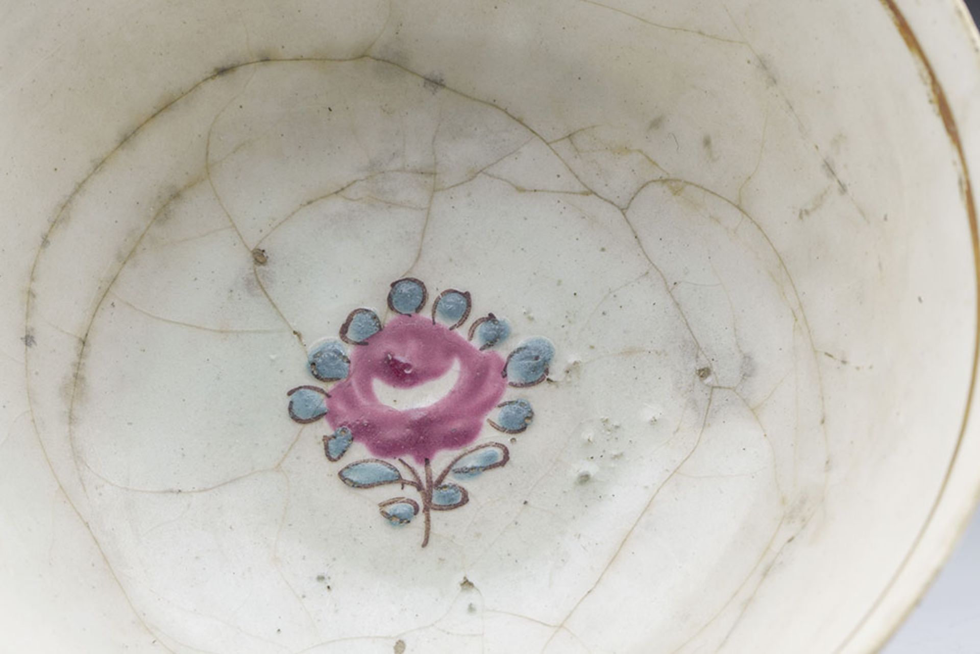ANTIQUE MIDDLE EASTERN BOWL WITH FLORAL GARLANDS 17/18TH C. - Image 5 of 12