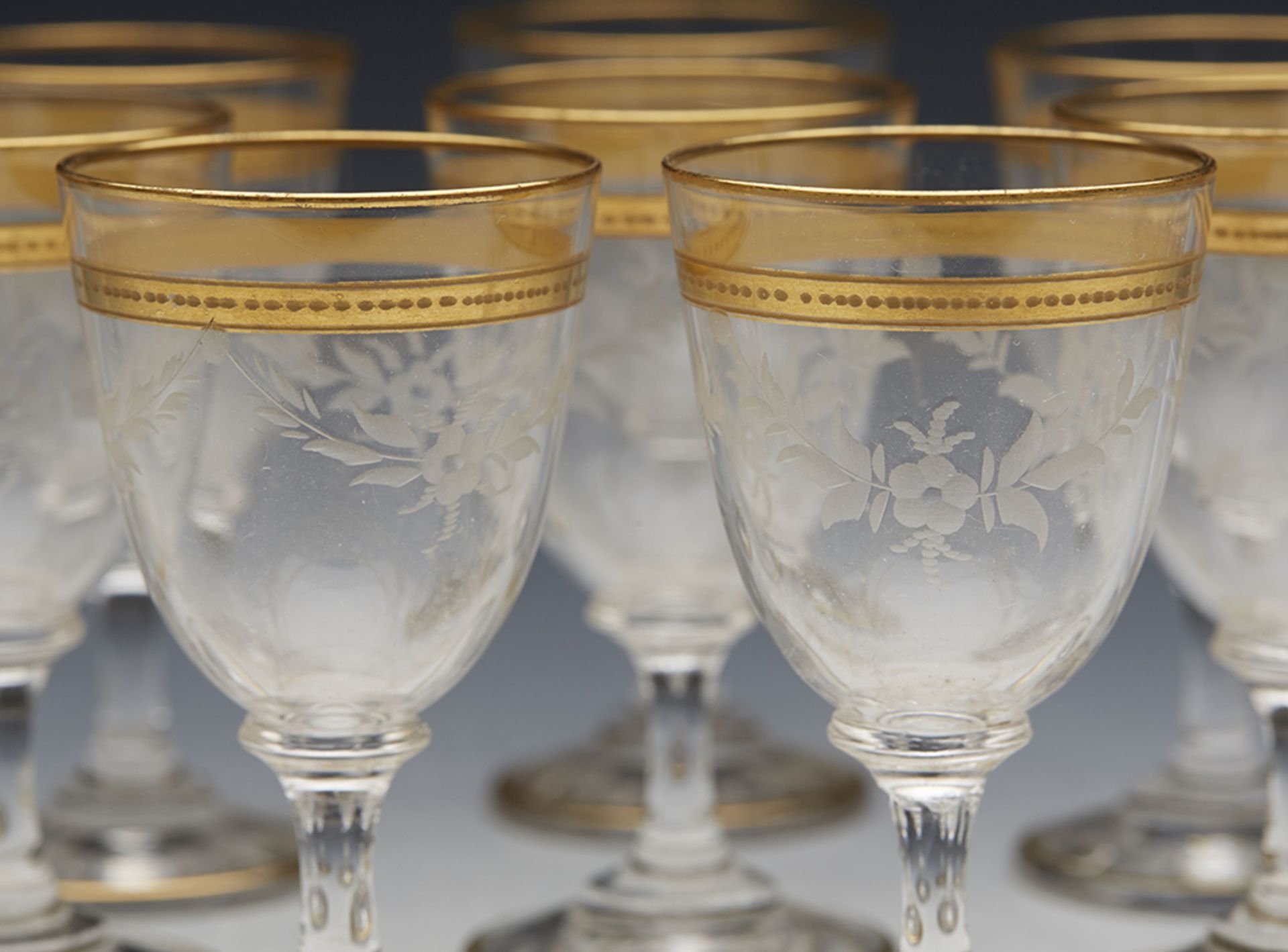 ANTIQUE ENGRAVED & GILDED LIQUEUR SET WITH GLASSES 19TH C. - Image 5 of 11