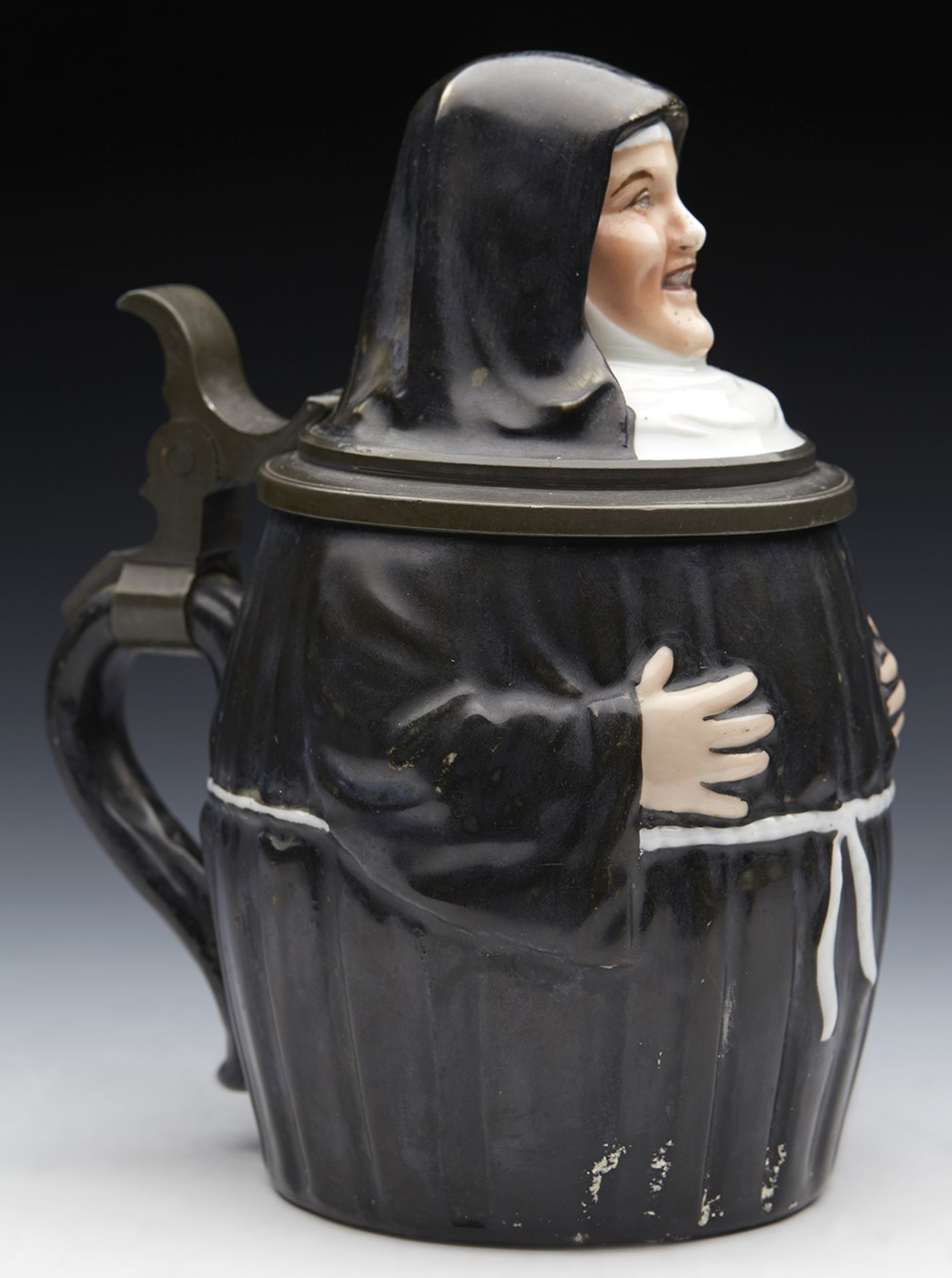 ANTIQUE GERMAN NUN BEER STEIN WITH LITHOPANE BASE 19TH C. - Image 7 of 12