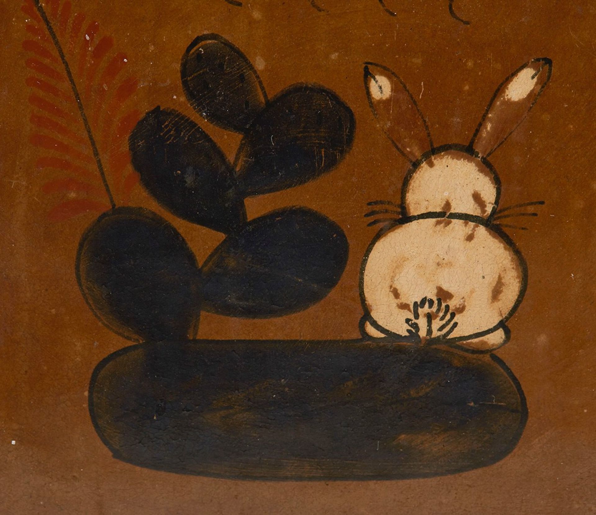 VINTAGE TILE WITH NAIVE RABBIT DESIGN 20TH C. - Image 2 of 4
