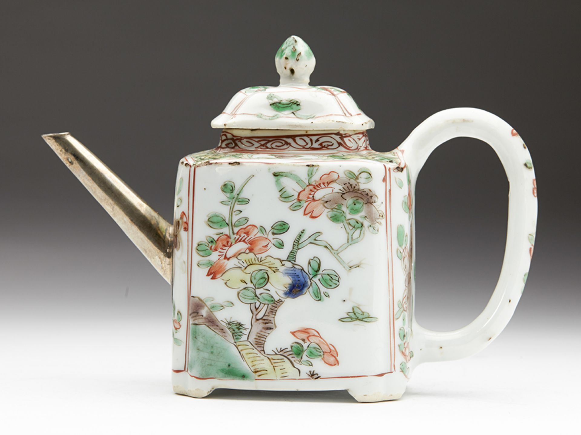 Antique Chinese Kangxi Polychrome Lidded Teapot 1662-1722 - Image 6 of 12