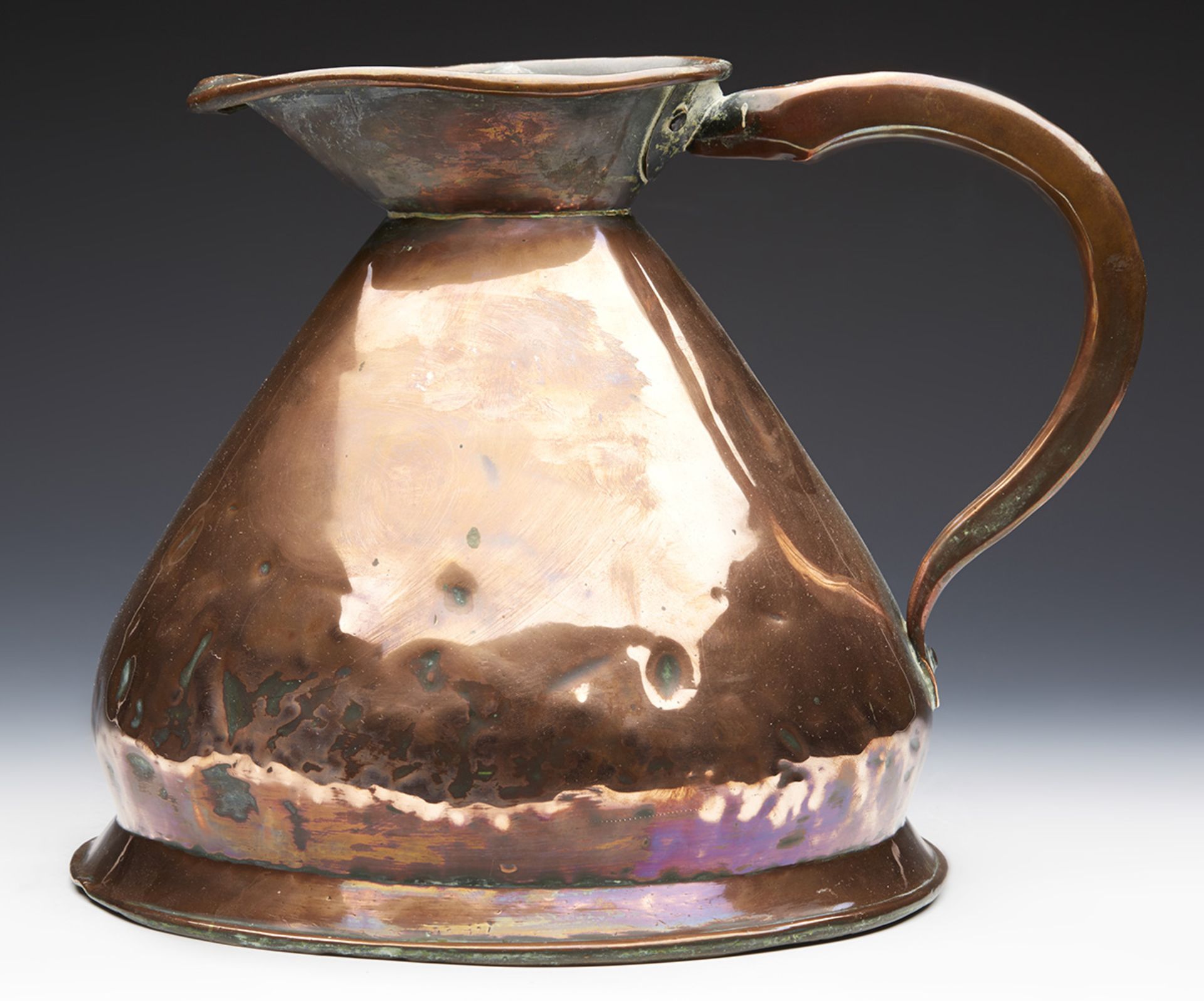 LARGE ANTIQUE ONE GALLON COPPER MEASURING JUG 19TH C. - Image 5 of 9