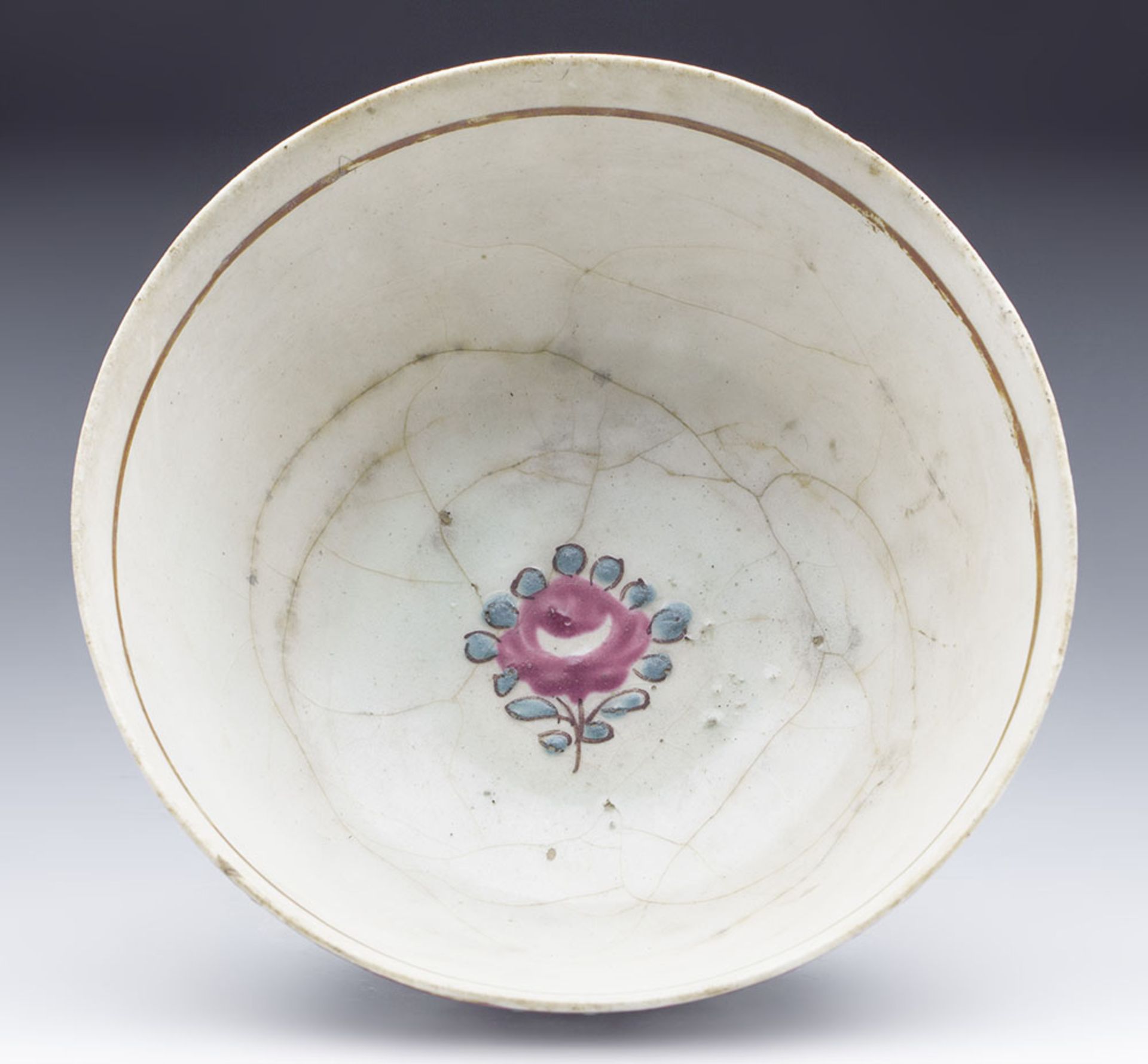 ANTIQUE MIDDLE EASTERN BOWL WITH FLORAL GARLANDS 17/18TH C. - Image 3 of 12