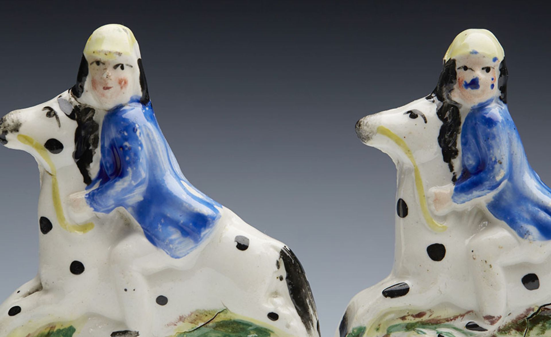 ANTIQUE PAIR STAFFORDSHIRE HUNTER AND DOG FIGURES 19TH C. - Image 2 of 8