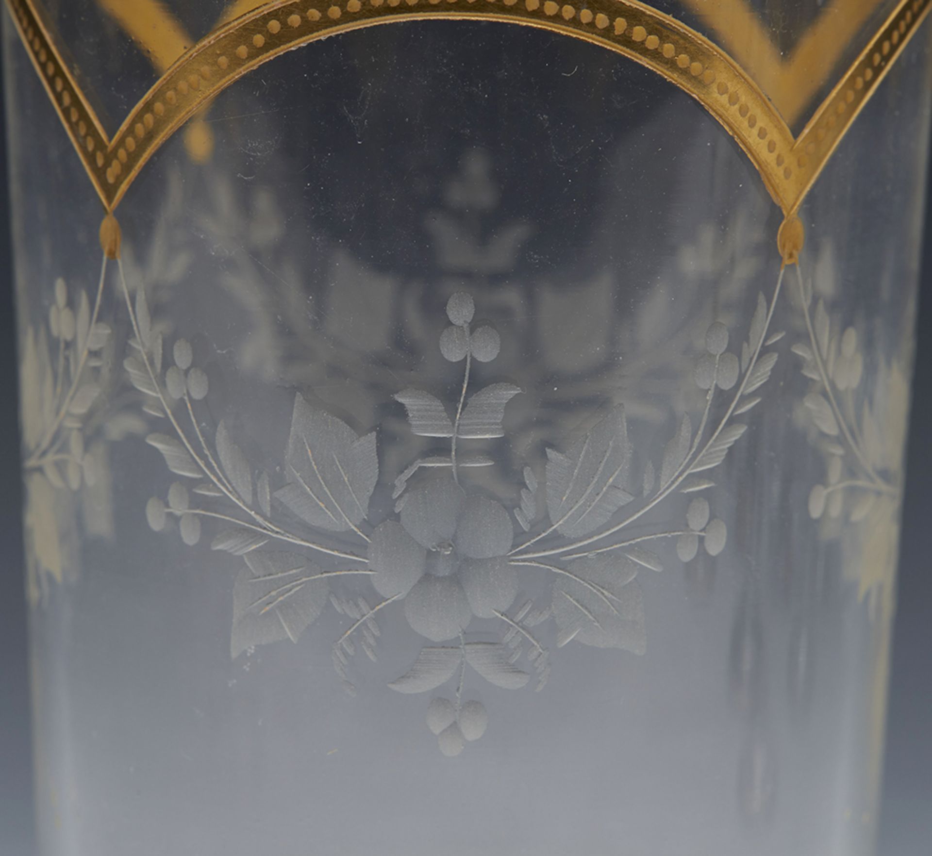 ANTIQUE ENGRAVED & GILDED LIQUEUR SET WITH GLASSES 19TH C. - Image 11 of 11