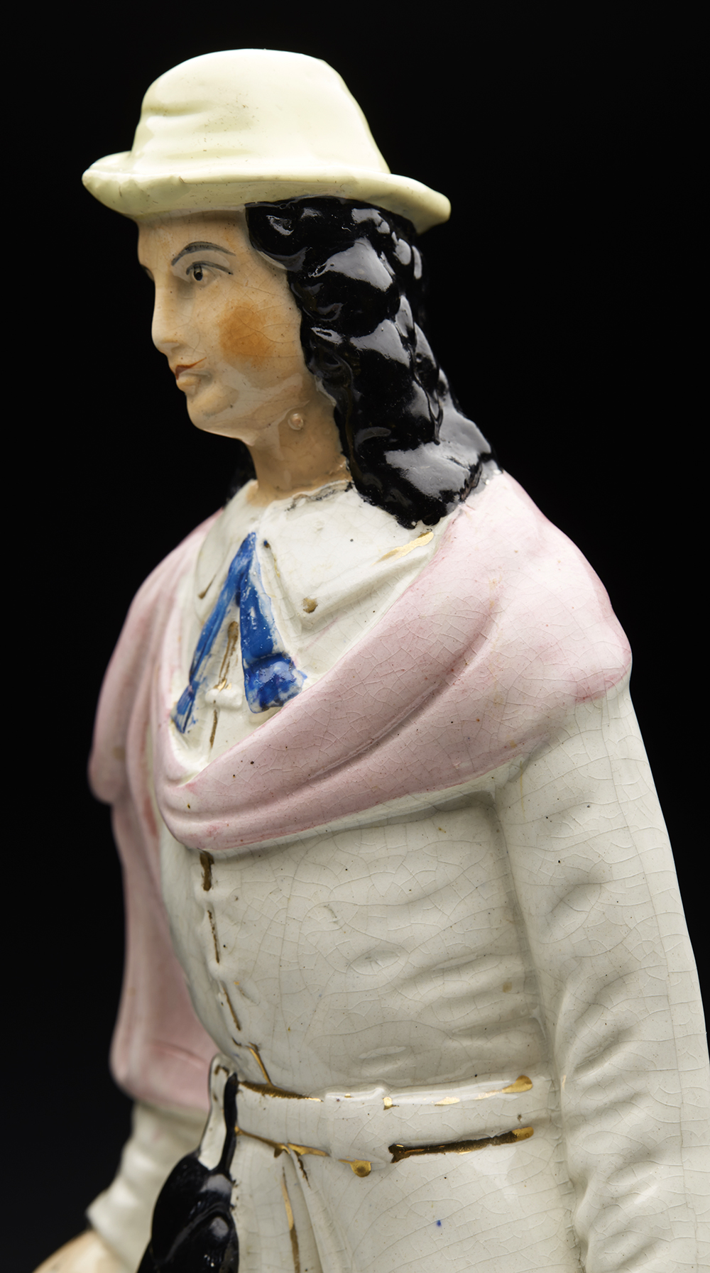 ANTIQUE STAFFORDSHIRE DICK WHITTINGTON FIGURE 19TH C. - Image 8 of 10