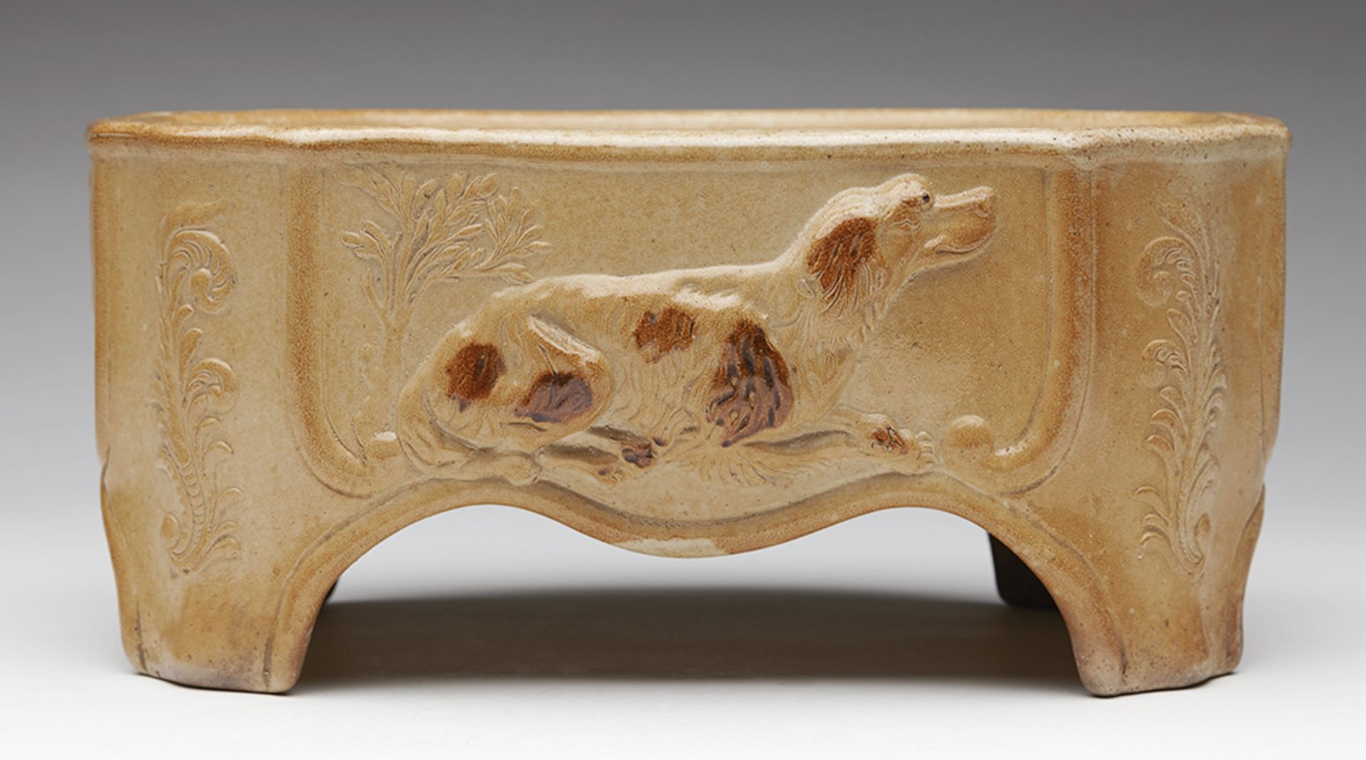 ANTIQUE BRAMPTON SALT GLAZED DOG BOWL C.1850