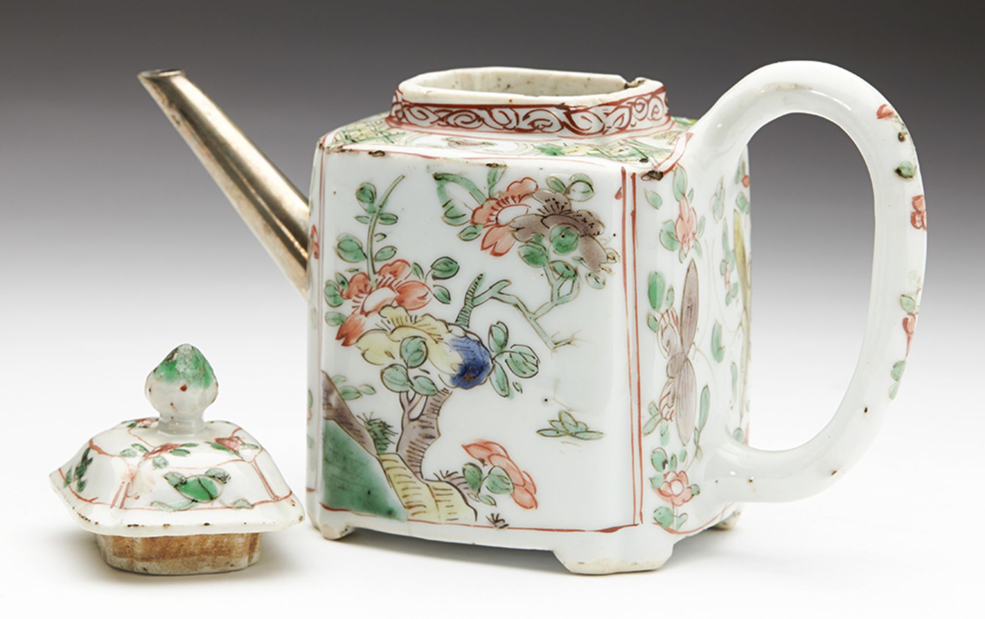 Antique Chinese Kangxi Polychrome Lidded Teapot 1662-1722 - Image 4 of 12