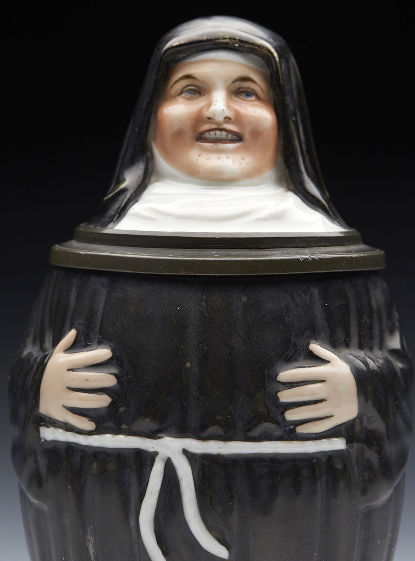 ANTIQUE GERMAN NUN BEER STEIN WITH LITHOPANE BASE 19TH C. - Image 2 of 12