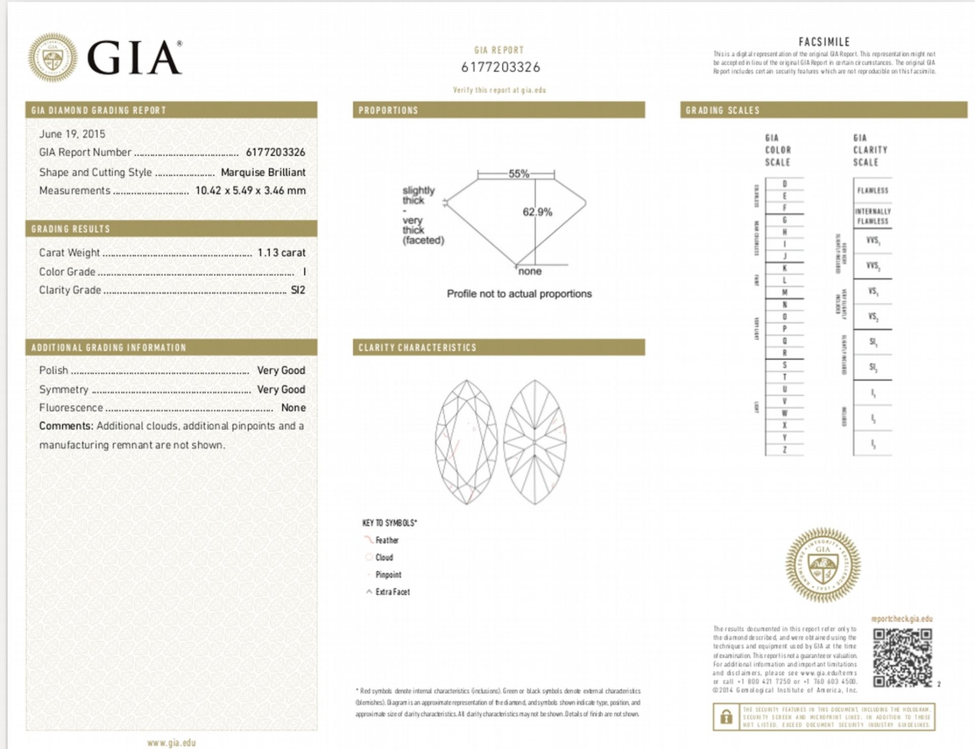 1.74ct single marquise cut diamond. Measurements 12.30 x 6.21 x 3.96mm. H colour, VS1 clarity. - Image 4 of 5