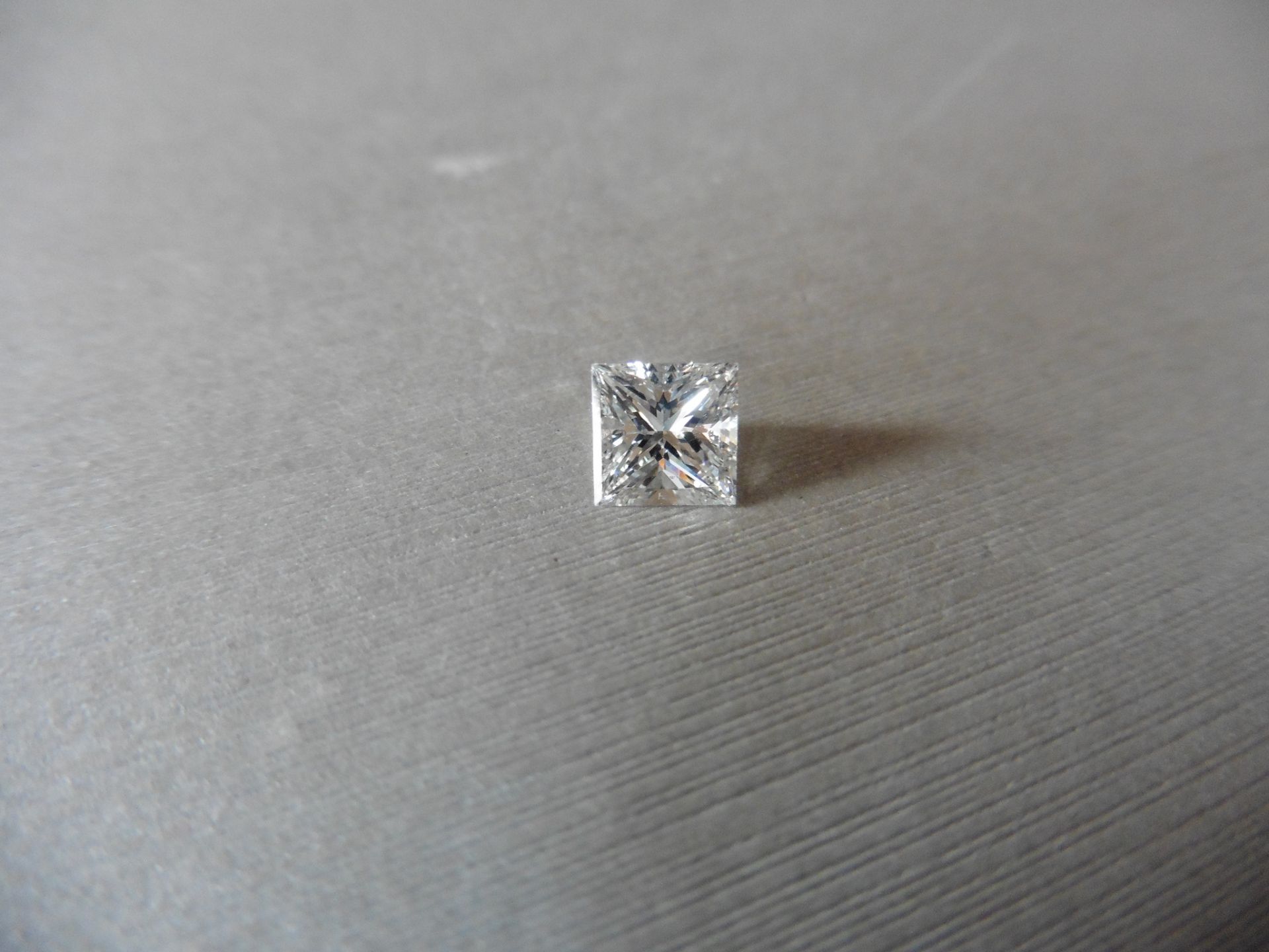0.95ct single princess cut diamond, G colour VS1 clarity. Measures 5.73 x 5.70 x 3.88mm. GIA