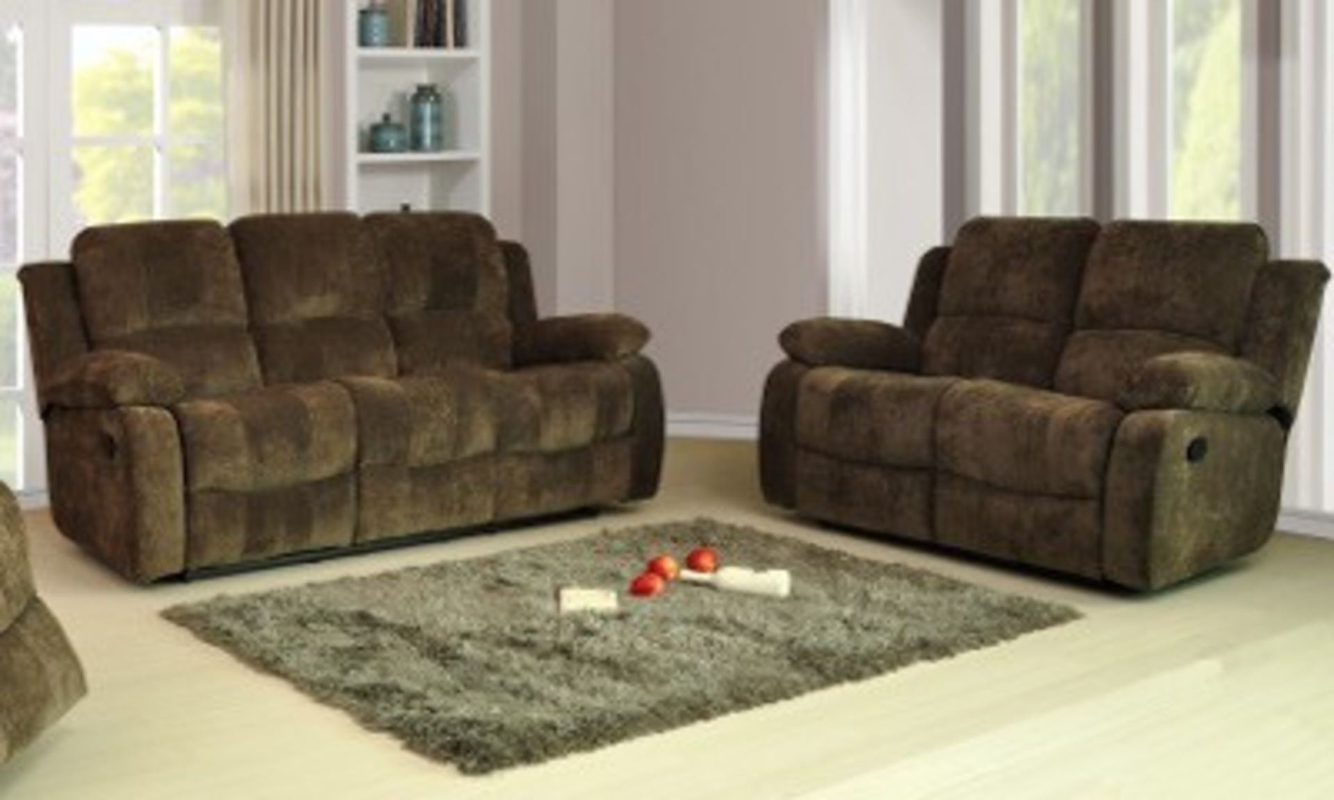 Supreme Valance dark brown taupe 3 seater sofa with console