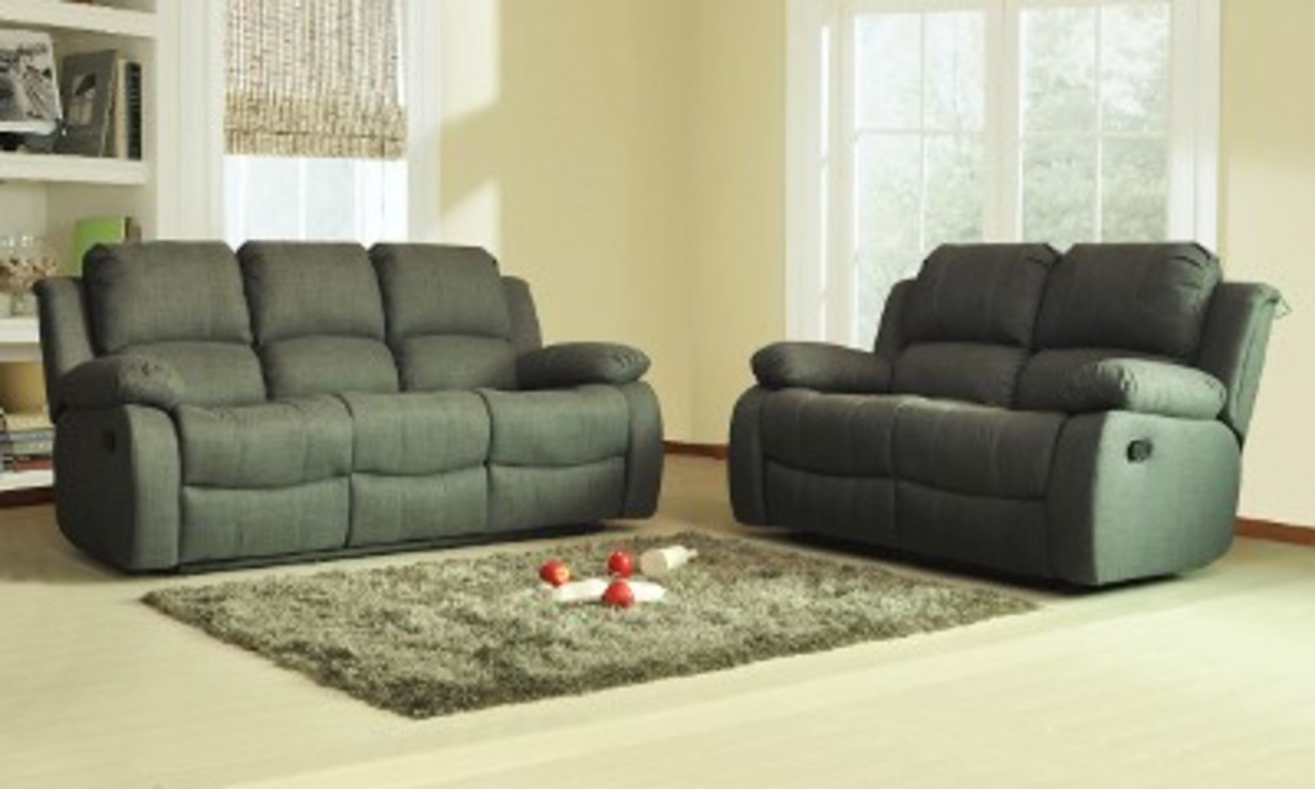 Supreme Valance dark grey fabric 3 seater electric reclining sofa - Image 2 of 2