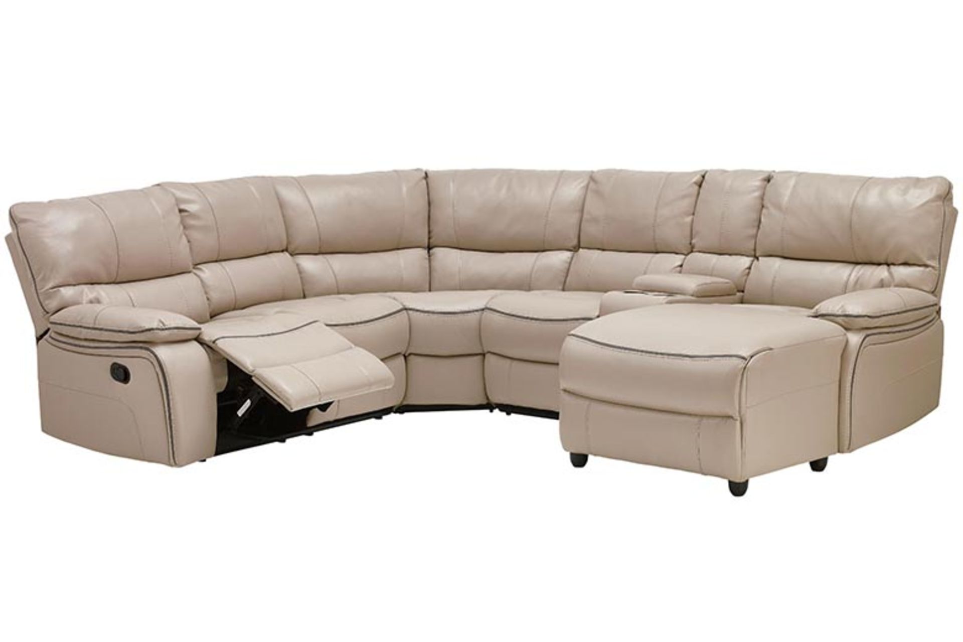 Vermont cream leather air reclining corner sofa plus console with drinks holder and chaise