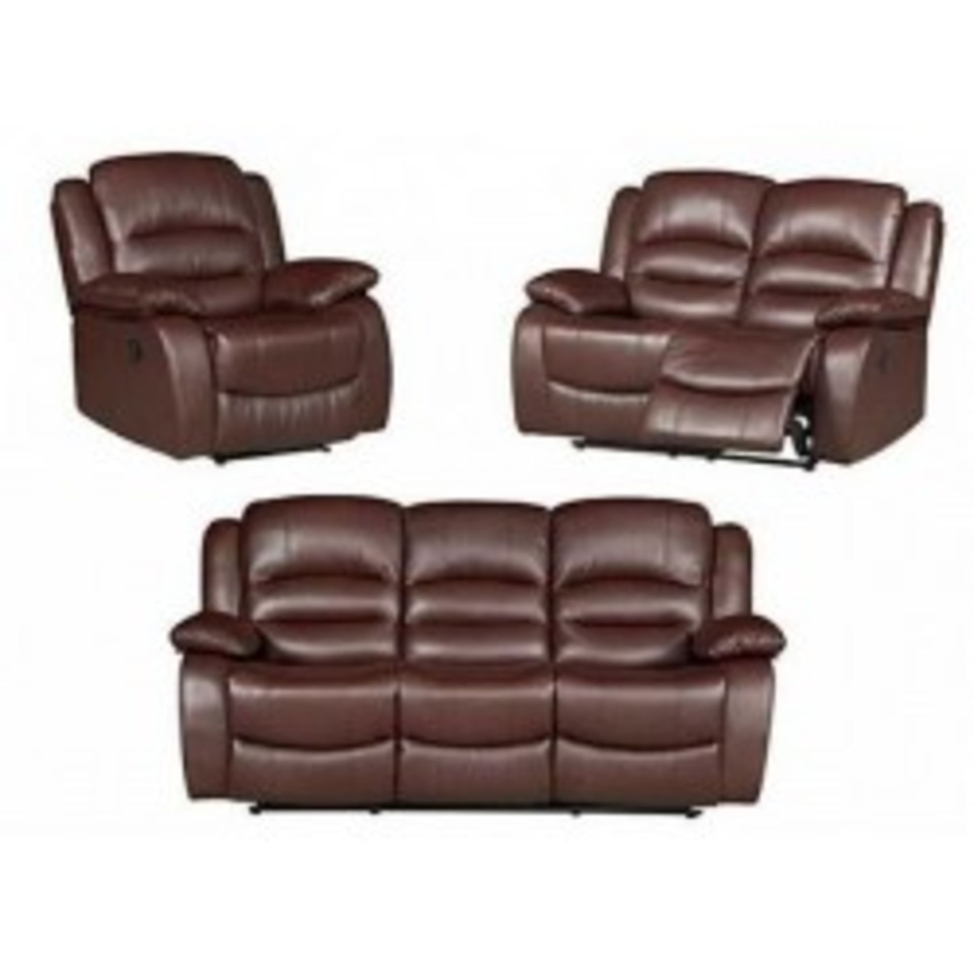 Nice deluxe 3 seater plus 3 seater leather reclining sofas in nut brown - Image 2 of 2