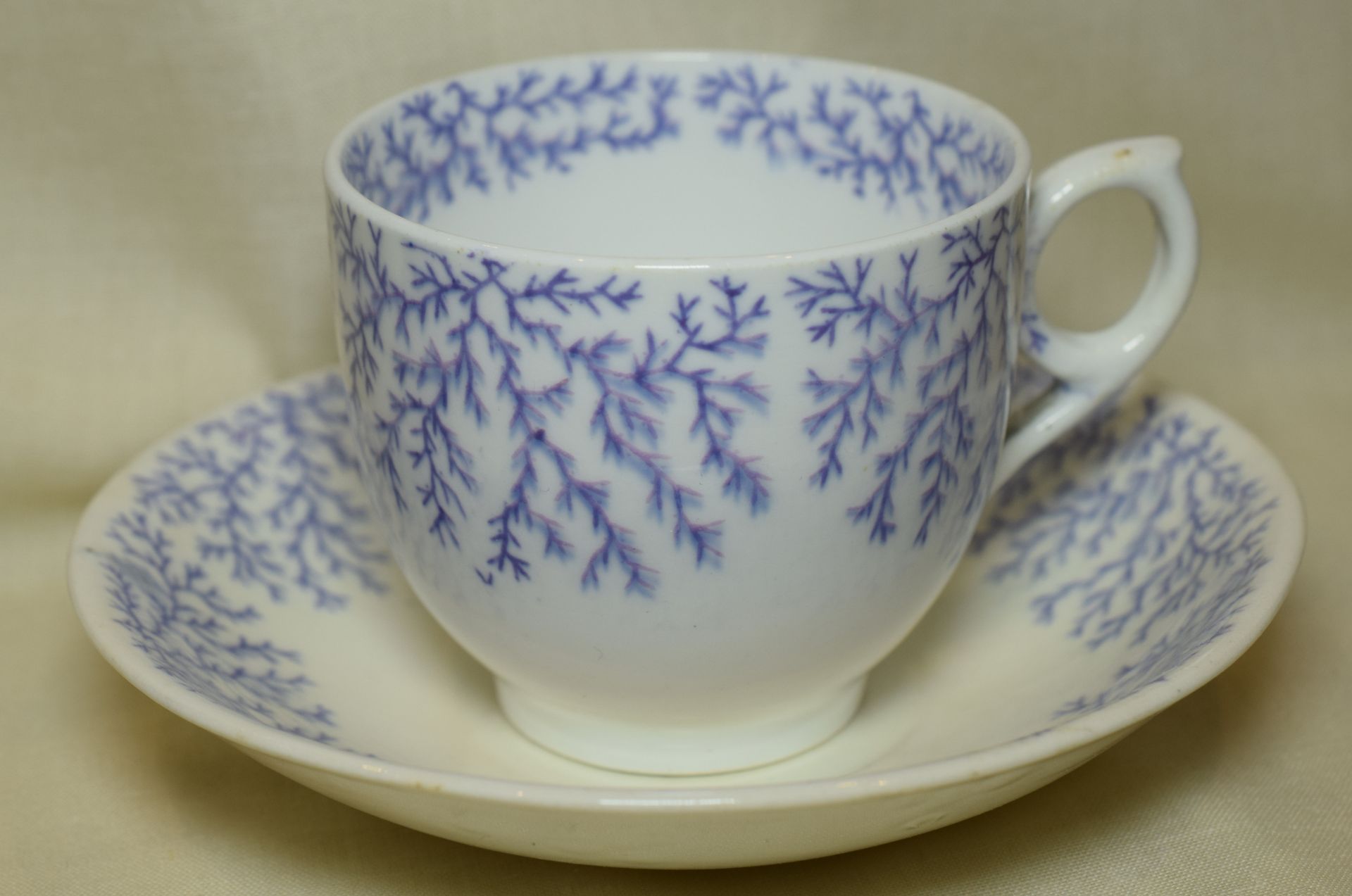 Swansea Blue And White Sprig Design Translucent Cup And Saucer c1850s - Image 2 of 6