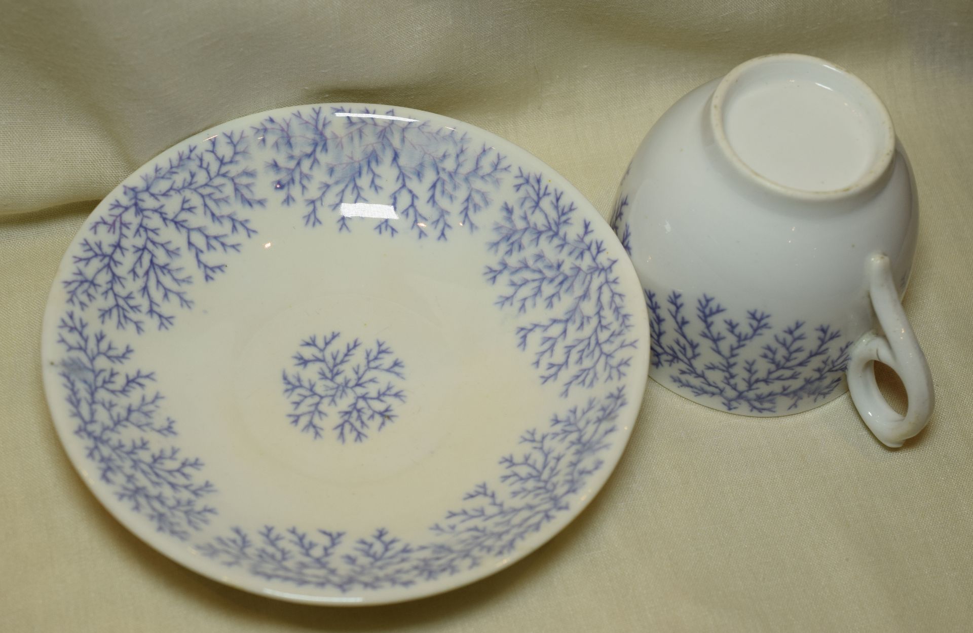 Swansea Blue And White Sprig Design Translucent Cup And Saucer c1850s - Image 3 of 6