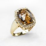 Unbranded 14k Yellow Gold 6.00ct Citrine & 0.40ct Diamond Ring