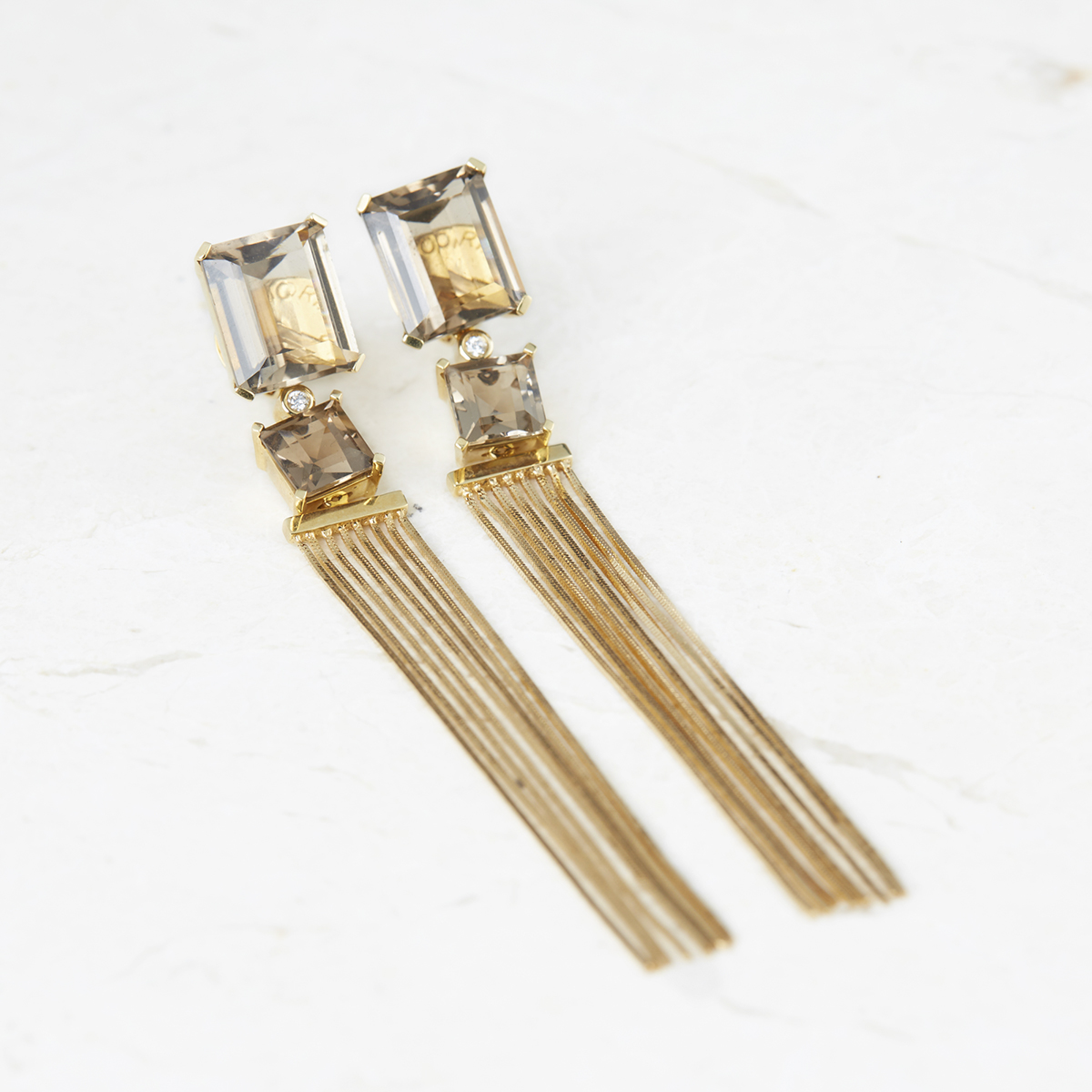 Carla Amorim 18k Yellow Gold Smoky Quartz Whisper Earrings - Image 3 of 10