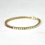 Unbranded 18k Yellow Gold 3.50ct Ruby & 3.50ct Diamond Tennis Bracelet