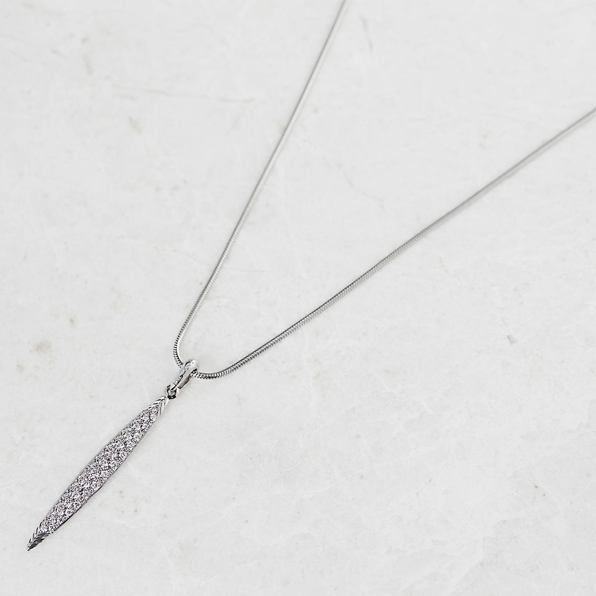 Tiffany & Co. 18k White Gold 0.50ct PavŽ Diamond Feather Necklace - Image 2 of 6