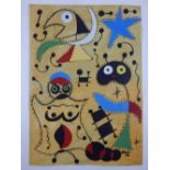 Oil on paper abstract signed Miro - dated 1947 & Titled la mujer y el hijo en la noche.